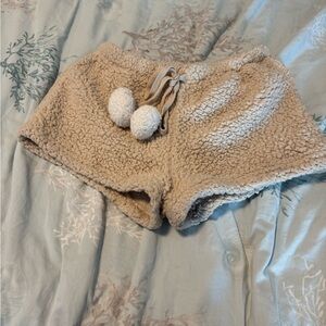 Chic Tan Sherpa Bear Butt Lounge Shorts